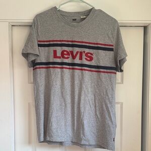 Levi's Heather Gray Tee with Red and Navy Stripes